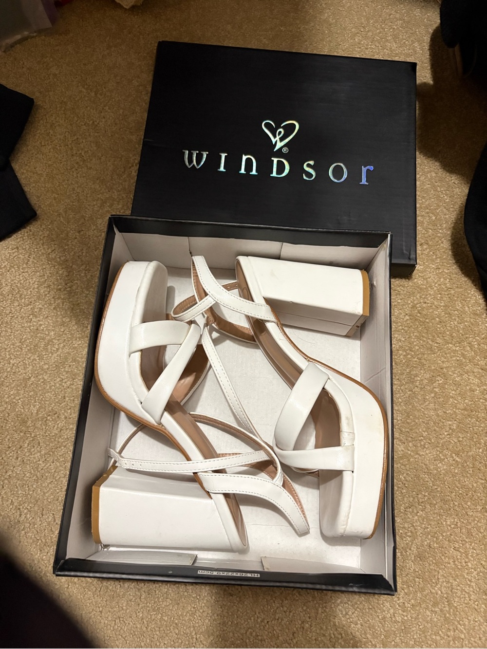 Windsor White Platform Strappy Block Heel Sandals